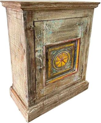 Wanderlust Deco Mesita De Madera Acabado Artesanal Marr&oacute;n 52x26x69