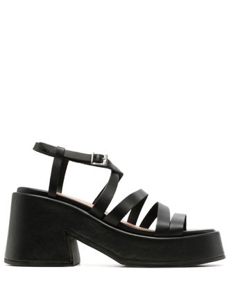 Ganni multi-strap platform sandals - women - Calf Leather/Calf Leather/Rubber - 38 - 099 - BLACK