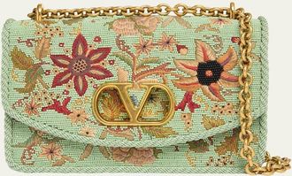 Valentino Garavani Beaded Floral-Embroidered Shoulder Strap