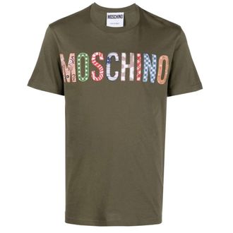 Moschino Heren Geborduurd T-shirt met logo (Groen)