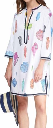 Vilagallo Marine Kaftan Dress In White/multi