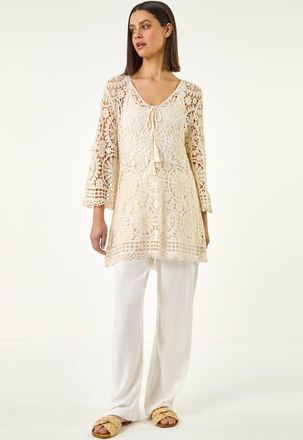 Roman Crochet Tie Front Knit Tunic