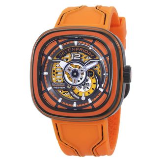 Sevenfriday PS-Colored Carbon Automatic Day-Night Orange Dial Mens Watch PS3/03