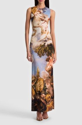 Alice & Olivia Delora Open Back Maxi Dress in Renaissance Fair at Nordstrom, Size 10