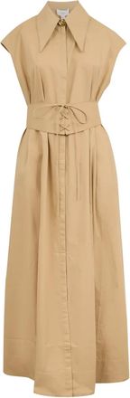 Clea Callista belted midi dress - women - Cotton - S - Neutrals