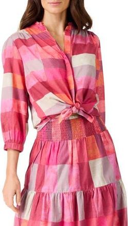 Nic+Zoe Sunset Plaid Girlfriend Cotton Button-Up Shirt in Pink Multi at Nordstrom Rack, Size X-Small