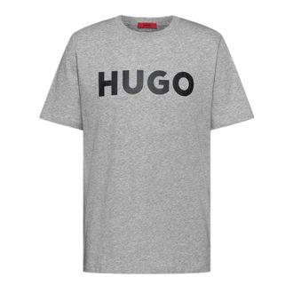 HUGO BOSS Hugo Heren-T-shirt met Dulivio-logo in contrasterende kleuren (Grijs/Zwart)
