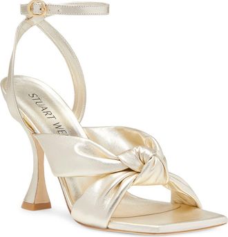 Stuart Weitzman Playa Ankle Strap 100 Knot Sandal in Platino Gold at Nordstrom Rack, Size 5.5
