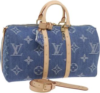 Louis Vuitton Pre-owned Denim travel-bags - Dames - Vintage Weekendtas - Blauw - ONE Size - Denim - Vintage