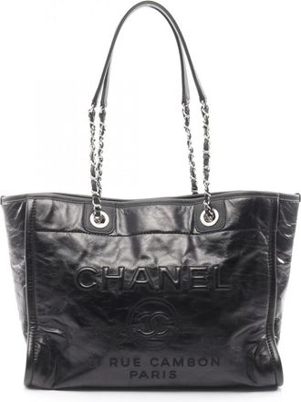 Chanel Black Grained Calfskin Handbag Tote Bag (Pre-Owned)