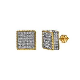 LuvMyJewelry Caloroso 10K Yellow Gold Diamond Unisex Earrings - 0.25 Cts at Nordstrom