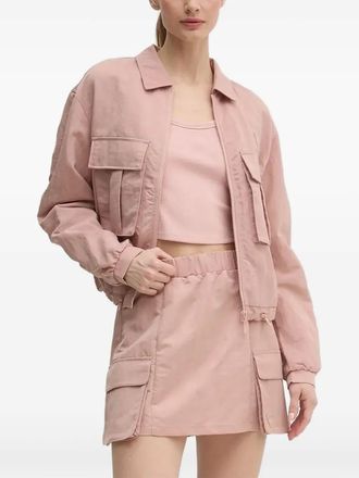 Guess Co triangle-logo zip-up jacket - women - Polyamide/Polyester - M - Pink