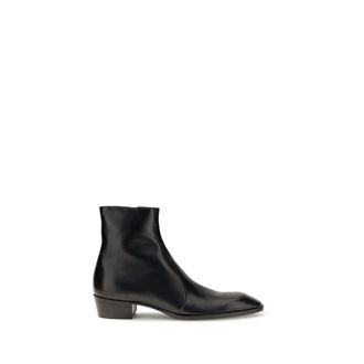 Saint Laurent Black Calf Leather Bos Taurus Ankle Mens Boots
