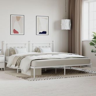 Berkfield Home Metal Bed Frame with Headboard White 193x203 cm