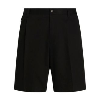 Dolce & Gabbana Korte Broeken, Heren, Zwart, S, Wol, Gestreepte wollen pantalon shorts