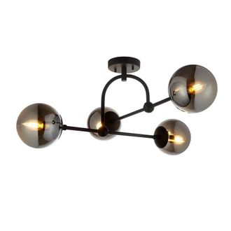 Netlighting Trieste Globe Ceiling Light Matt Black Smoked Mirror Glass