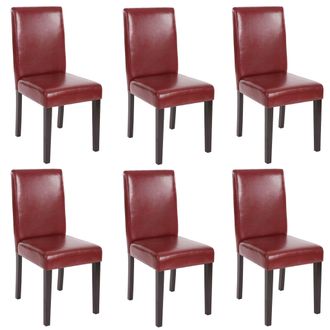 Hhg Hhg - Nunca Usado] Juego De 6 Sillas De Comedor Silla De Cocina Littau, Polipiel, Marr&oacute;n Rojizo, Patas Oscuras