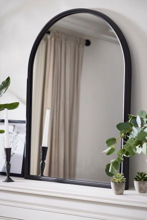 Dibor Large Black Arched Mirror Bathroom Wall Framed Mirror 80 x 60cm