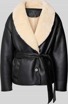 Stand Studio Jacke in Leder-Optik mit Bindegürtel Modell Kathini in Black, Größe 34