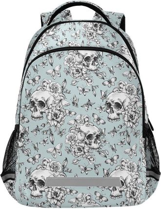 Alaza Laptop Backpack with Chest Strap, Gothic Vintage Goth Skull School Backpack, Travel Hiking Backpack for Boys Girls Teen Adult, Rucksack, Knapsack