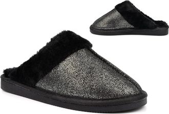 Generic Ladies Faux Fur Slippers Size 4 Womens Mule Slippers Size 7 Womens Fur Lined Slipper Ladies Slip On Slipper Slip On Sizes 3-8 Black 4 UK