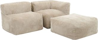 Icon Brand Conjunto de sof&aacute; puf de 3 piezas: rinc&oacute;n, sill&oacute;n y reposapi&eacute;s beige