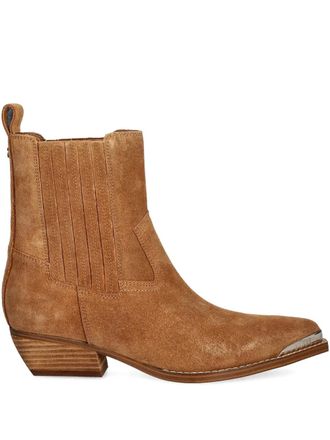Guess Co pointed toe detail boots - women - Calf Suede/Calf Leather/Rubber - 36 - Brown