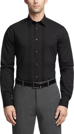 Calvin Klein Infinite Color Dress Shirt Mens Black Slim Fit KFC107