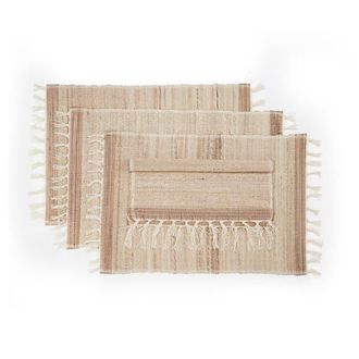 Sustainable Threads Gourmet Placemats - Set of 4 in Biscotti Fringed at Nordstrom