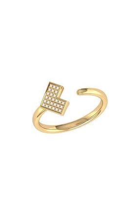 LuvMyJewelry Home One Way Open Ring - 0.06ct. in 14Kt Gold Vermeil On Sterling at Nordstrom Rack, Size 7