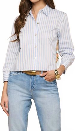 L'agence Fawn Scarf 3/4 Sleeve Top In Multi Beach