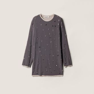 Miu Miu Embroidered stretch georgette dress