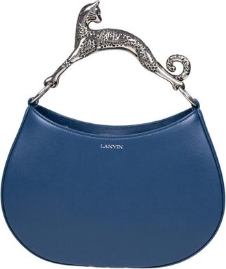 Lanvin Leather Cat Hobo Bag, Petrol Blue
