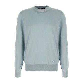 Dolce & Gabbana Round-neck Knitwear, male, Blue, Size: L Round-neck Knitwear