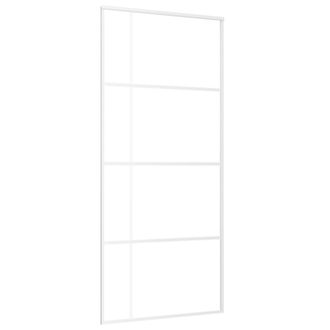 vidaXL Puerta Corredera Esg Vidrio Y Aluminio Blanca 90x205 Cm Vidaxl