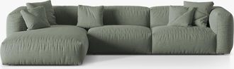 MICADONI Modulares 4-Sitzer Design Ecksofa Martina - Strukturstoff Moosgrün