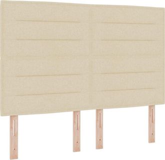 vidaXL LED Headboard with LED Strip Lights Manual Cream 144 cm Fabric vidaXL