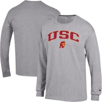Champion Mens Champion Heather Gray USC Trojans Arch Over Logo Long Sleeve T-Shirt at Nordstrom, Size Xx-Large