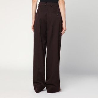 Stella McCartney Stella McCartney Womens Straight Leg Trousers In Plum Wool - Dark Brown - Size EU 40 (Womens)