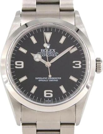 Rolex Pre-owned Explorer I Roestvrij staal Automatisch - Dames - Vintage Horloges - Zwart - ONE Size - Vintage