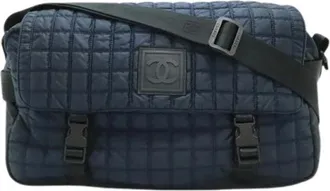 Chanel Pre-owned Cross Body Bags, male, Black, Size: ONE SIZE Pre-owned Vintage Nylon Messenger Bag