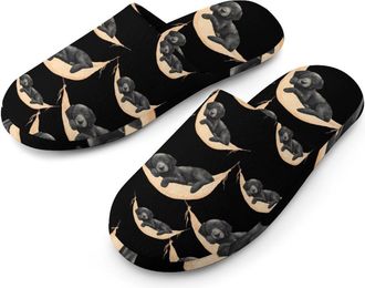 Generic Labrador Dog Sleeping on Hammock Mens Cotton Slippers Memory Foam Comfort House Shoes Winter Indoor Slipper for Hotel Casa Spa