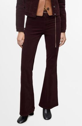 Mango Flare Velvet Jeans in Wine at Nordstrom, Size 12