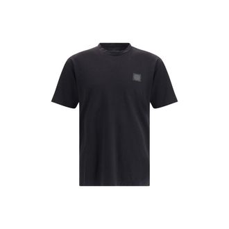 Stone Island Crew-neck T-shirt with monochrome compass Mens logo