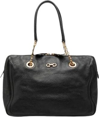 Ferragamo Pre-owned Shoulder Bags, female, Black, Size: ONE SIZE Pre-owned Buffalo Leather Tote