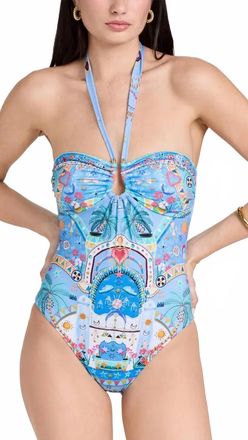Camilla Bandeau One Piece With Ring Trim In A Painted Village