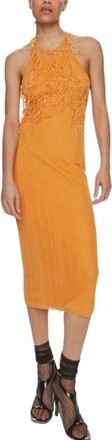 Patrizia Pepe Ribgebreide Jurk - Dames - Casual kleedjes - Oranje - 2XL - Katoen - Kleedjes