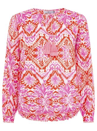 Zwillingsherz Shirtbluse ZWILLINGSHERZ Tr&ouml;pfchen, Damen, Gr. L/XL (L/XL), rot, Web, Obermaterial: 100% Baumwolle, gemustert, loose fit h&uuml;ftlang, Serafino, Blusen Sh