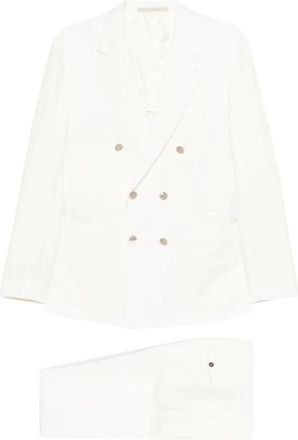 Eleventy Double-Breasted Suit - Heren - Business pakken - Wit - M - Leer - Kostuums