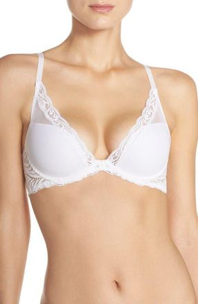 Natori Feathers Plunge T-Shirt Basics Bra in White at Nordstrom, Size 32Ddd